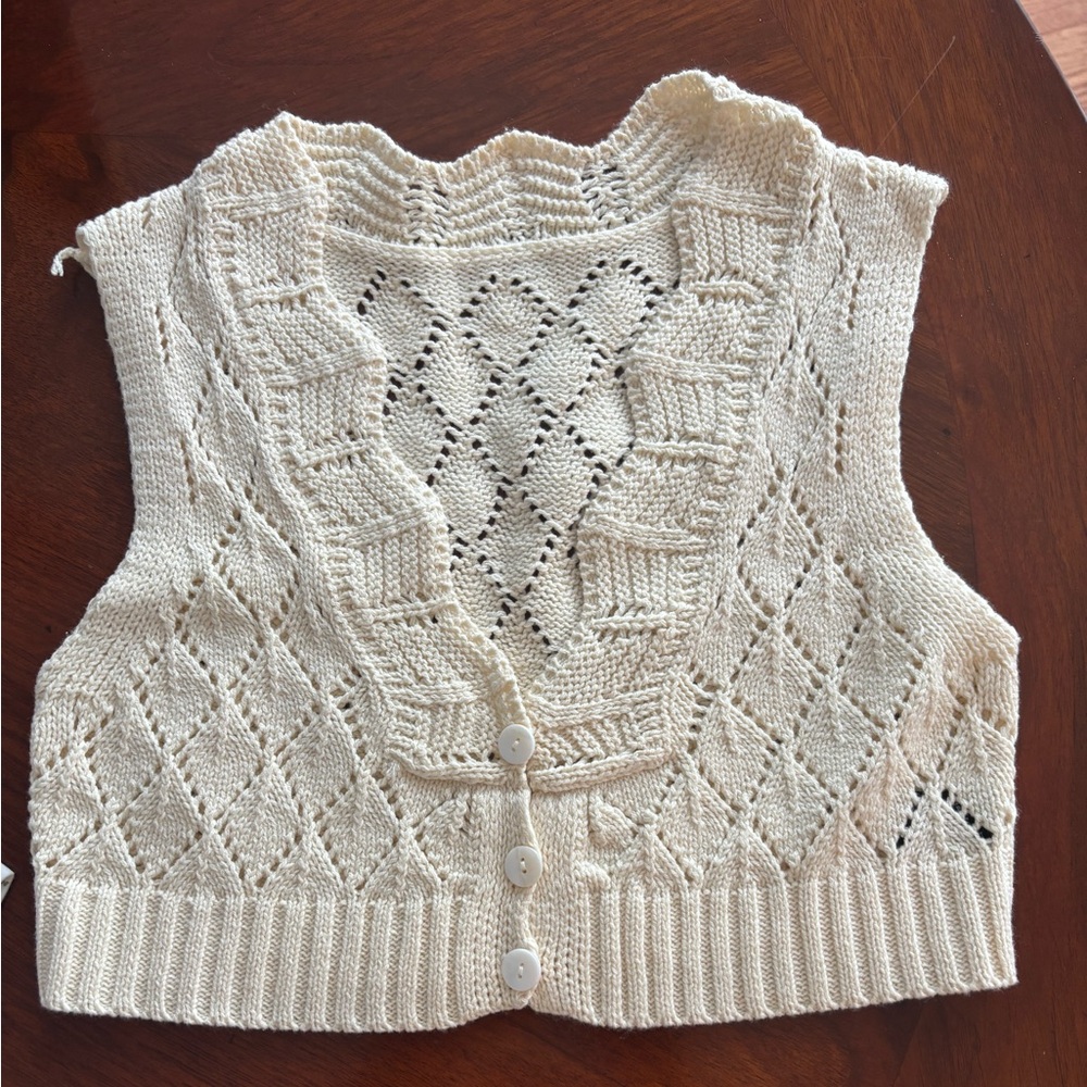 Cider Cream crocheted Vest size s